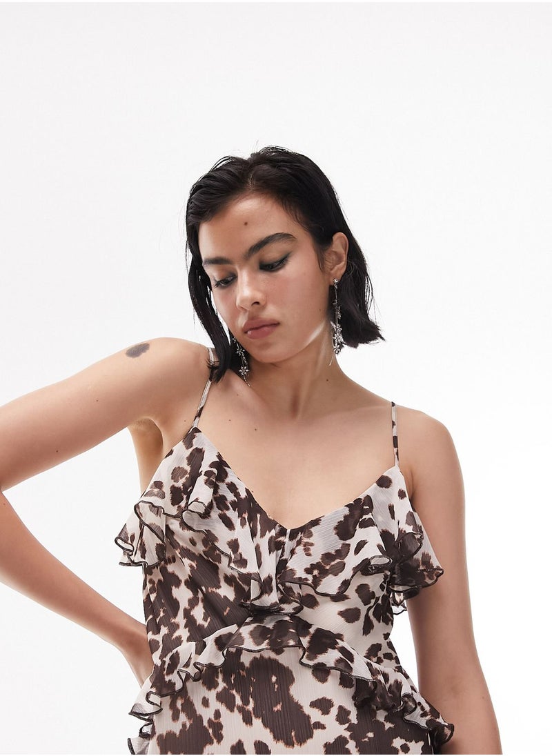 TOPSHOP Ruffle Detail Printed Dress  - Image 4