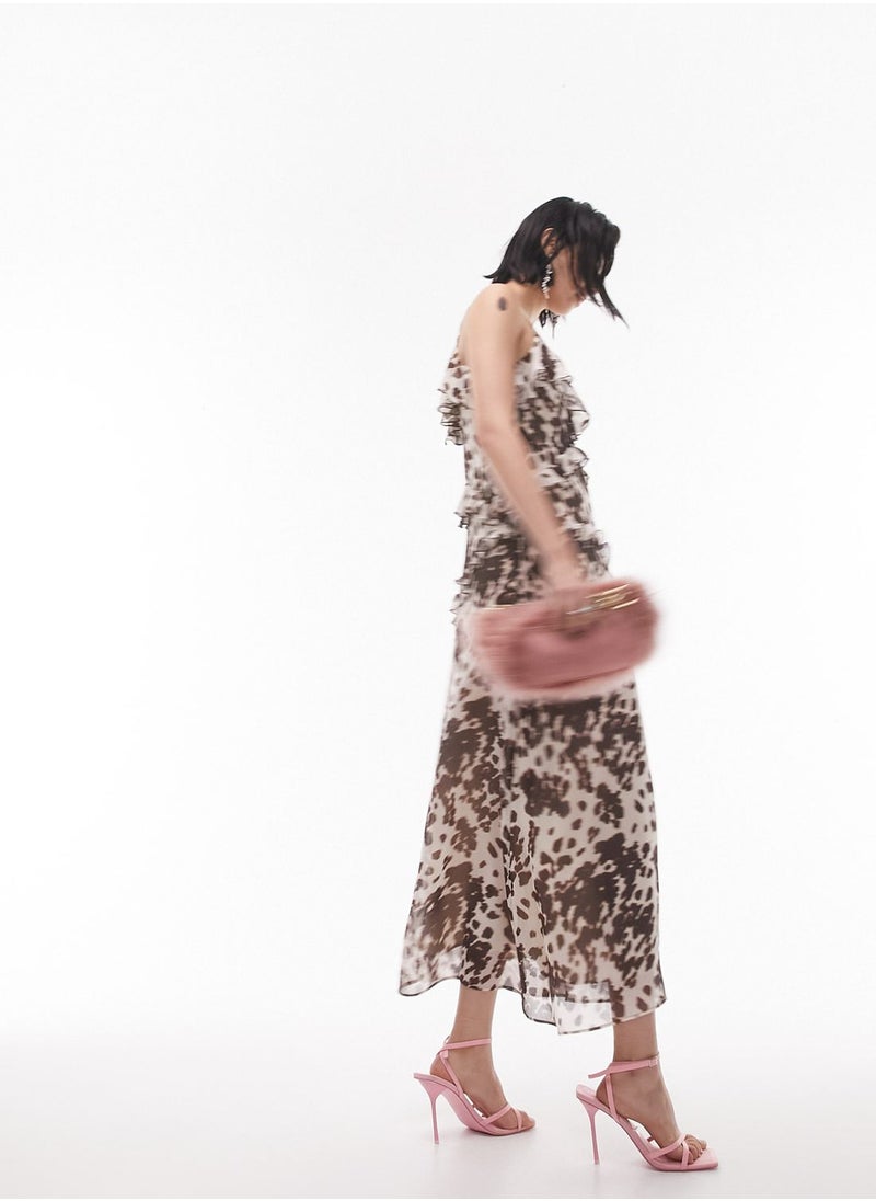 TOPSHOP Ruffle Detail Printed Dress  - Image 3