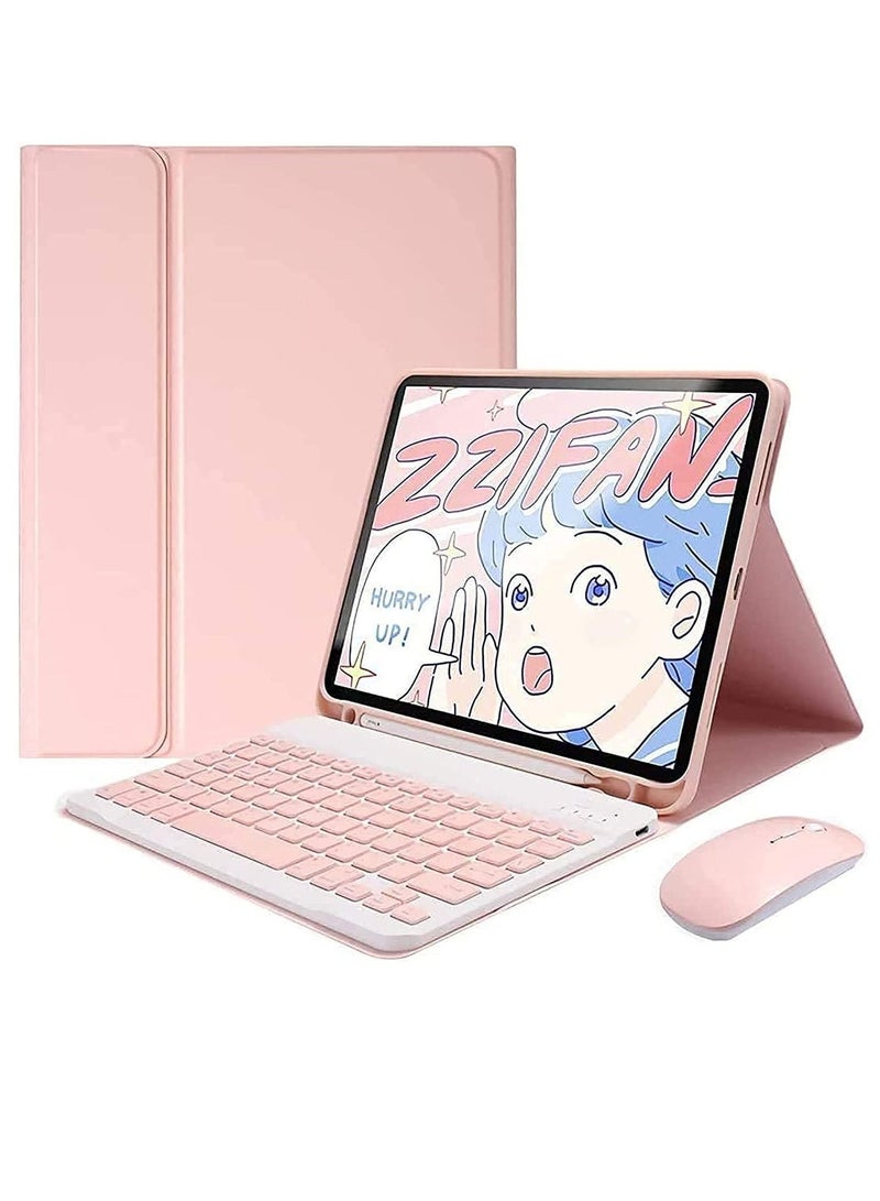 Arabic and English Keyboard Case for iPad Air 5th Gen 2022 iPad Air 4th Gen 2020 10.9 Inch Detachable Wireless Keyboard Pencil Holder Slim Leather Smart Cover with Mouse - Image 1