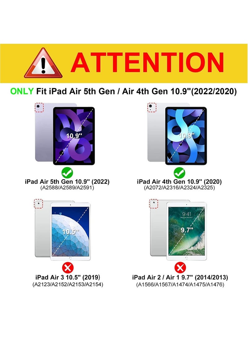 Arabic and English Keyboard Case for iPad Air 5th Gen 2022 iPad Air 4th Gen 2020 10.9 Inch Detachable Wireless Keyboard Pencil Holder Slim Leather Smart Cover with Mouse - Image 2