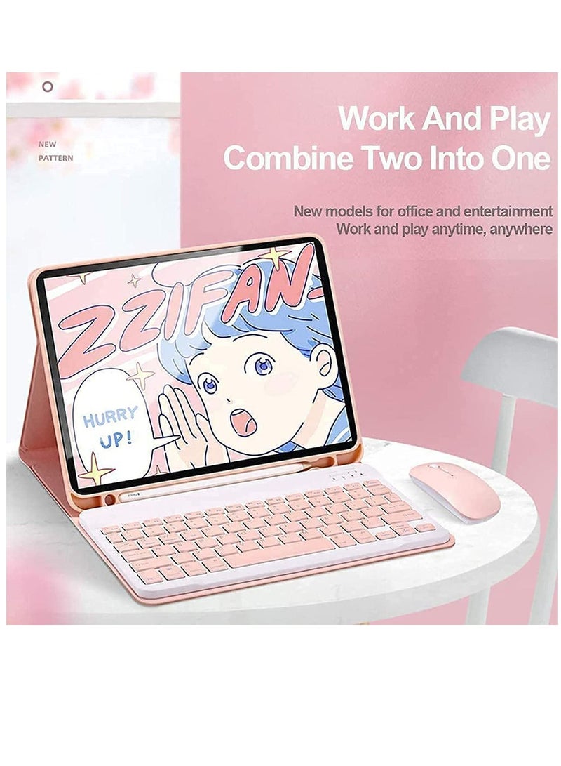 Arabic and English Keyboard Case for iPad Air 5th Gen 2022 iPad Air 4th Gen 2020 10.9 Inch Detachable Wireless Keyboard Pencil Holder Slim Leather Smart Cover with Mouse - Image 5