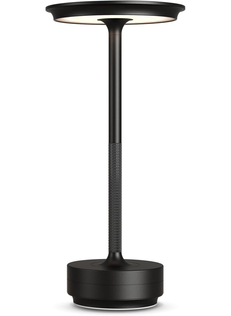 AGREON Rechargeable Cordless Table Lamps,Portable 5000mAh Table Light Touch 3 Color Stepless Dimming Battery Powered LED Metal Table Lamp for Restaurant Home Outdoor Camping(Black) - Image 1