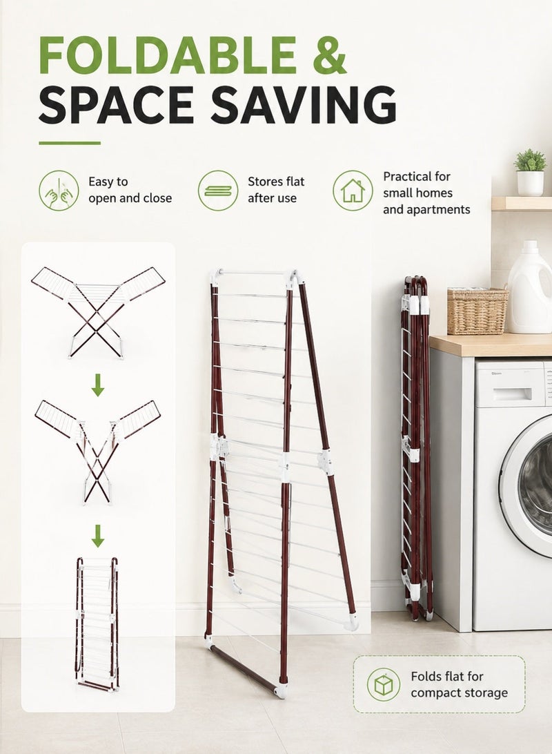 Leoxol Clothes Drying Rack | Foldable Iron Laundry Airer | 20M Drying Space | Powder Coated Indoor Outdoor Clothes Dryer Stand - Image 3