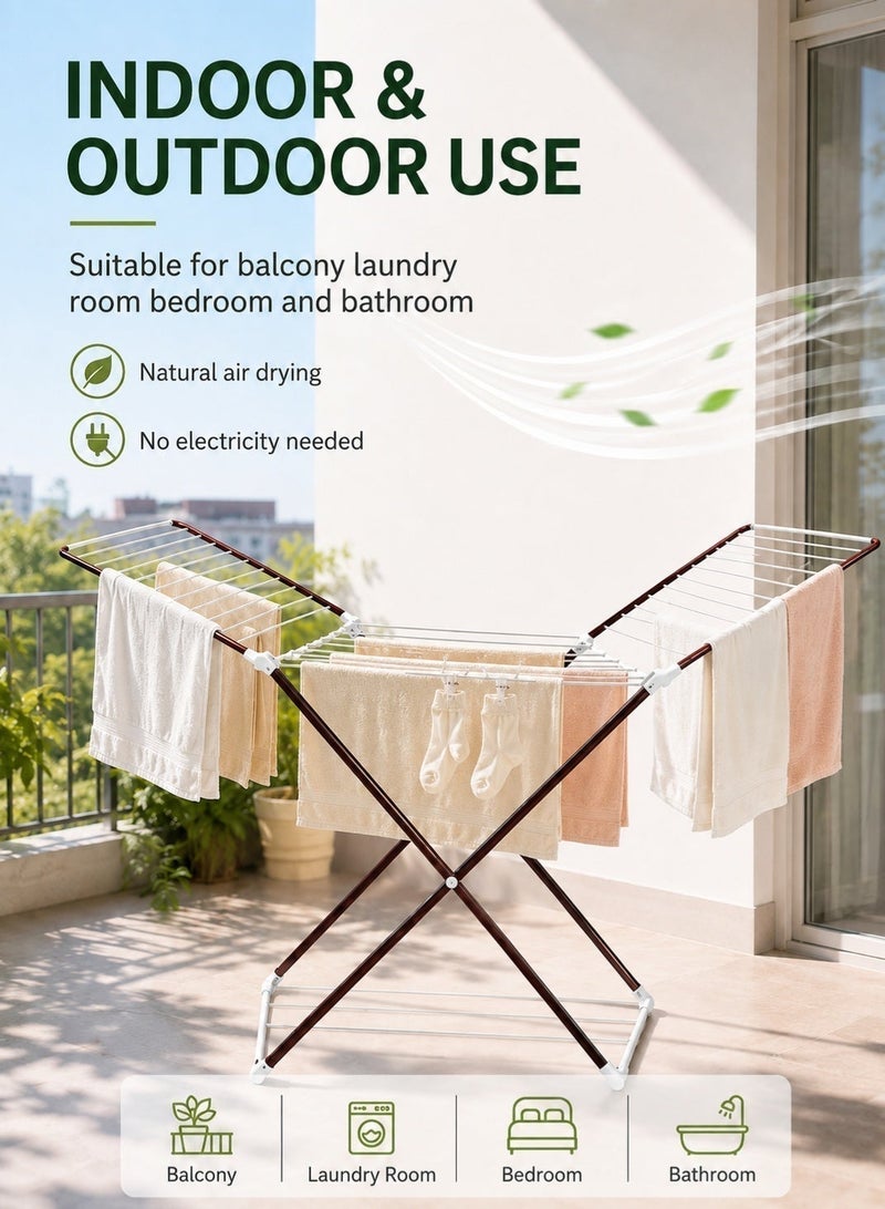 Leoxol Clothes Drying Rack | Foldable Iron Laundry Airer | 20M Drying Space | Powder Coated Indoor Outdoor Clothes Dryer Stand - Image 5
