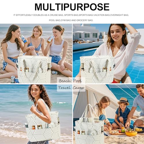 BLUBOON Waterproof Beach Tote Pool Bags for Women Ladies Extra Large Gym Tote Carry On Bag With Wet Compartment for Weekender Travel - Image 3
