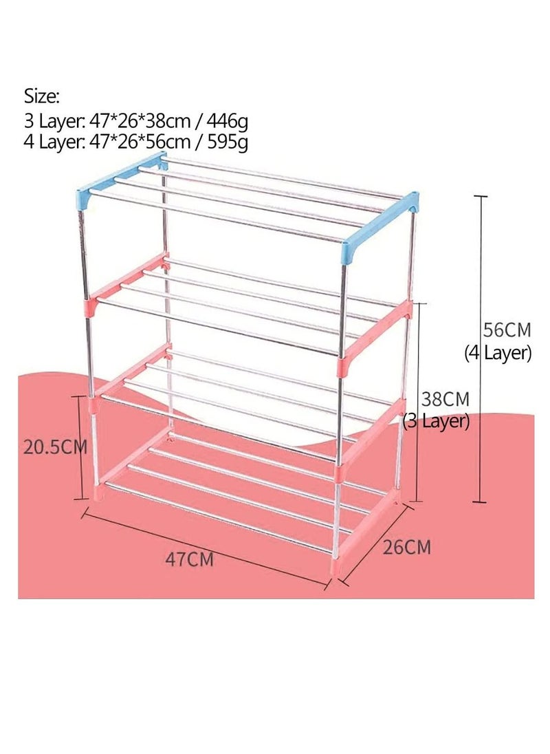 Shoe Rack Free Standing Shoe Rack Portable Shoe Cabinet Shoe Storage Organizer Stackable And Adjustable Shoe Shelf Storage Organizer For Entryway Cloakroom And Living Room 3 Layer Blue