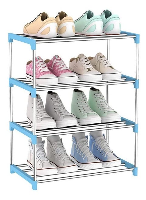 Shoe Rack Free Standing Shoe Rack Portable Shoe Cabinet Shoe Storage Organizer Stackable And Adjustable Shoe Shelf Storage Organizer For Entryway Cloakroom And Living Room 3 Layer Blue