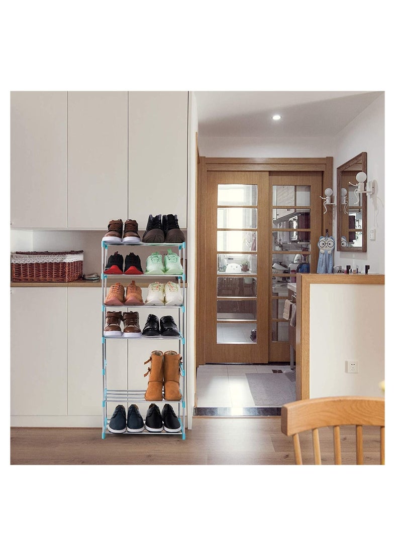 Shoe Rack Free Standing Shoe Rack Portable Shoe Cabinet Shoe Storage Organizer Stackable And Adjustable Shoe Shelf Storage Organizer For Entryway Cloakroom And Living Room 3 Layer Blue