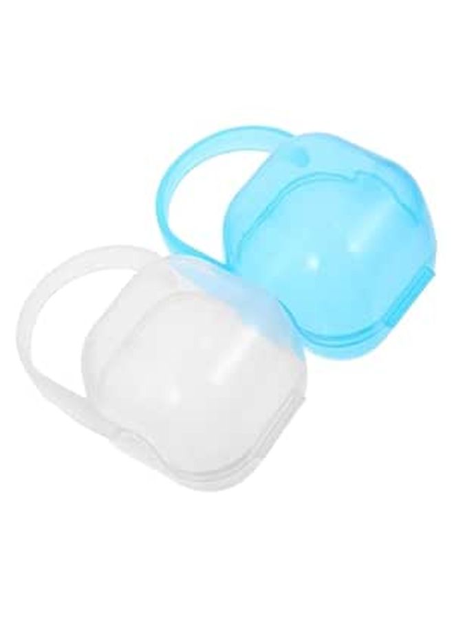 Portable PP Pacifier Holder Box Dustproof Travel Organizer in Blue and White