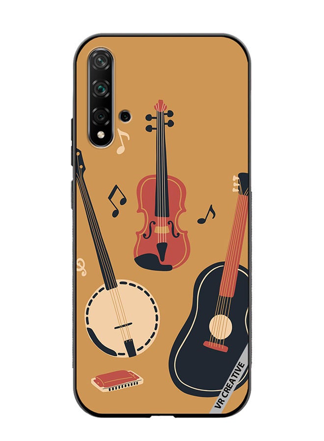 VR CREATIVE Protective Case Cover For Huawei Nova 5T Banjo Acoustic Guitar Violin Notes And Harmonica Design Multicolour - Image 1