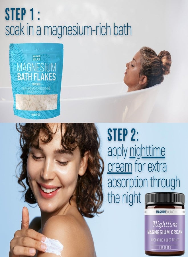 Magnum Solace Magnesium Flakes for Bath 10 LBS, Plus Nighttime Magnesium Cream - Inside The Bag, Lavender - Image 3