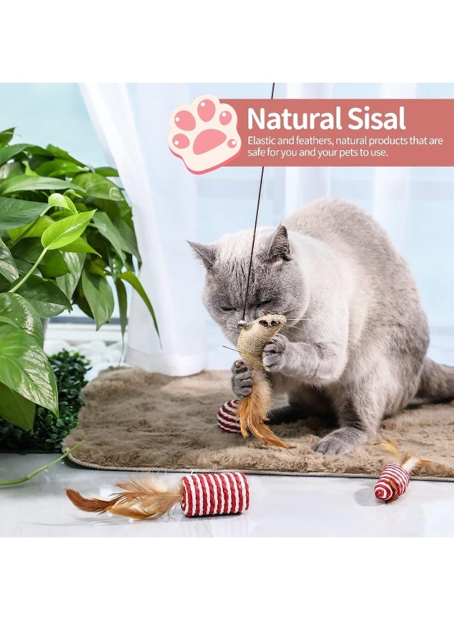 Mumoo Bear مجموعة ألعاب الريش لمومو بير القط، ألعاب القطط، عصا اللعب، ألعاب النشاط للقطط، ألعاب الريش في صندوق هدايا، مجموعة من 7 - Image 3