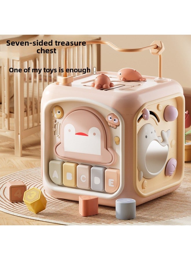 Children's Toys Six-sided Puzzle Box Around Beads Baby Music Hand-clapped Drum Children's Early Education Puzzle Polyhedron Learning-Color:Standard Edition-Grey - Image 3