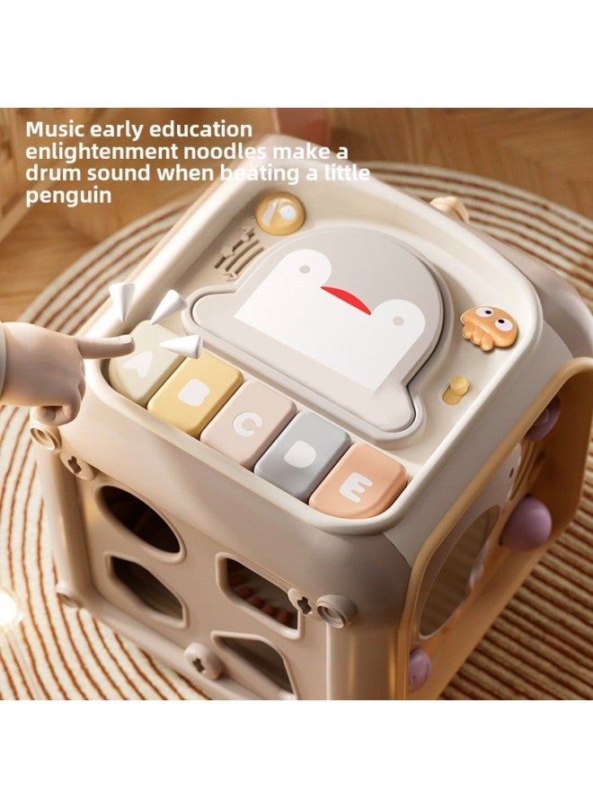 Children's Toys Six-sided Puzzle Box Around Beads Baby Music Hand-clapped Drum Children's Early Education Puzzle Polyhedron Learning-Color:Standard Edition-Grey - Image 2