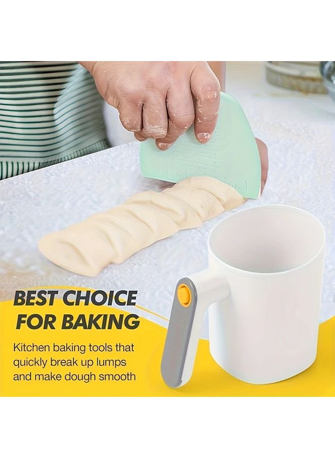منخل الدقيق الكهربائي الأبيض مع مكشطة العجين، يعمل بالبطارية، محمول، سعة 4 أكواب - Image 5