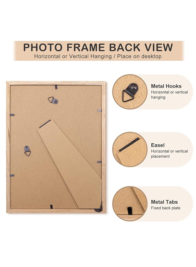 إيروريكس إطار صورة شهادة مقاس A5 من خشب البلوط مع حامل لإطار ملصق مطبوع مقاس 4 × 6 مع زجاج شبكي للتثبيت على الحائط 15 × 21 سم مجموعة من قطعتين - Image 3