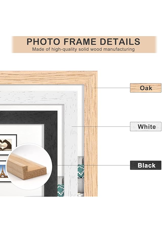 إيروريكس إطار صورة شهادة مقاس A5 من خشب البلوط مع حامل لإطار ملصق مطبوع مقاس 4 × 6 مع زجاج شبكي للتثبيت على الحائط 15 × 21 سم مجموعة من قطعتين - Image 4
