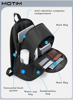 Motim 15.6 Inch Laptop Bag Travel Backpack Lightweight Business Bag with USB Charging Port, Waterproof Large Capacity Computer Backpack with Inner Organizer  - Image 4