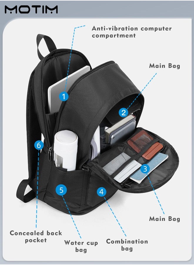 Motim - 15.6 Inch Laptop Bag Travel Backpack Lightweight Business Bag with USB Charging Port, Waterproof Large Capacity Computer Backpack with Inner Organizer - Image 1