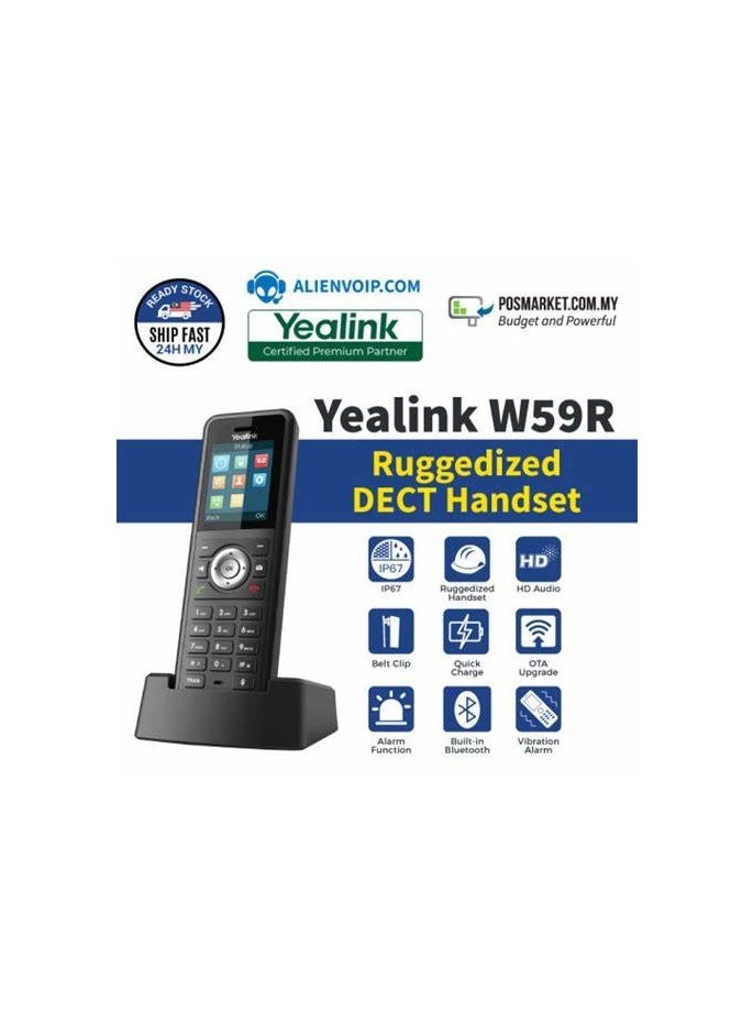 Yealink W59R Cordless Ruggedized DECT IP Phone, Base Station Not Included, 1.8 Inch Color Display, Power Adapter Included - Image 2