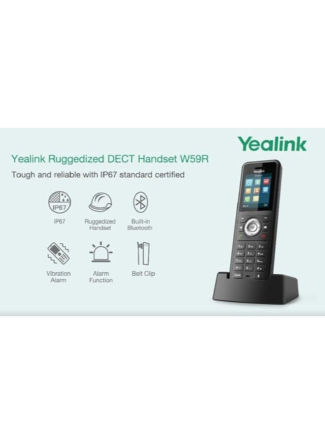 Yealink W59R Cordless Ruggedized DECT IP Phone, Base Station Not Included, 1.8 Inch Color Display, Power Adapter Included - Image 3
