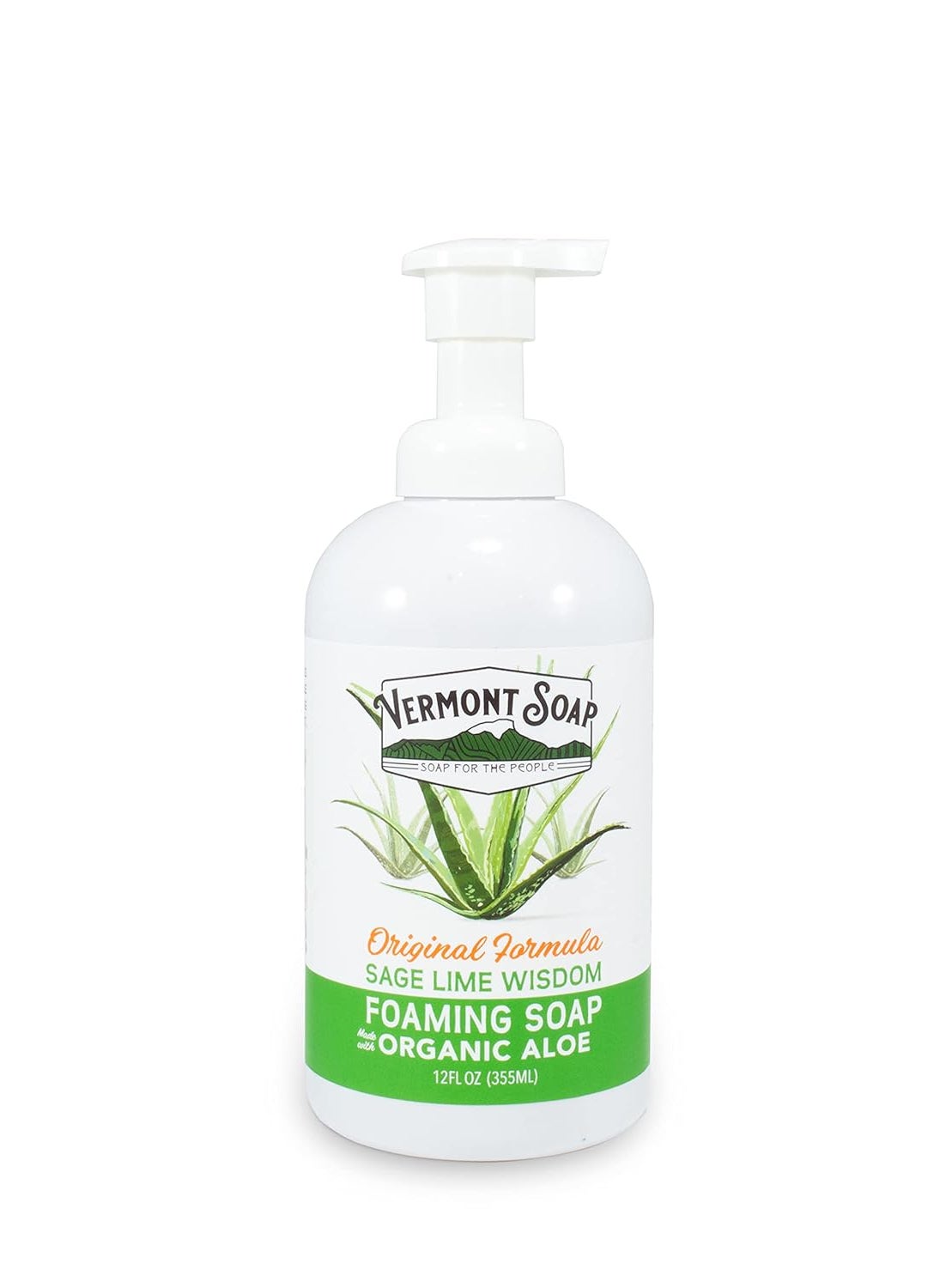vermont soap - VERMONT SOAP Organic Sage Lime Wisdom Foaming Hand Soap - Natural Moisturizing Soap for Dry Skin - Fragrance Free Liquid Bathroom Hand Soap Dispenser - Sage Lime Wisdom - 12 oz - Image 1