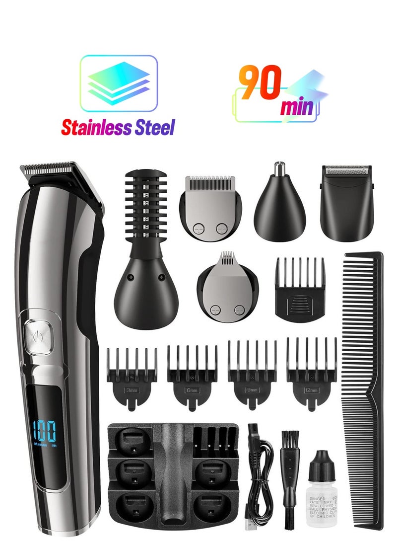 نيبمينينت Beard Trimmer for Men, Hair Clippers & Trimmer, IPX7 Waterproof Mustache Body Nose Ear Facial Shaver, Electric Razor All in 1 Kit, Gifts USB Rechargeable LED Display - Image 1