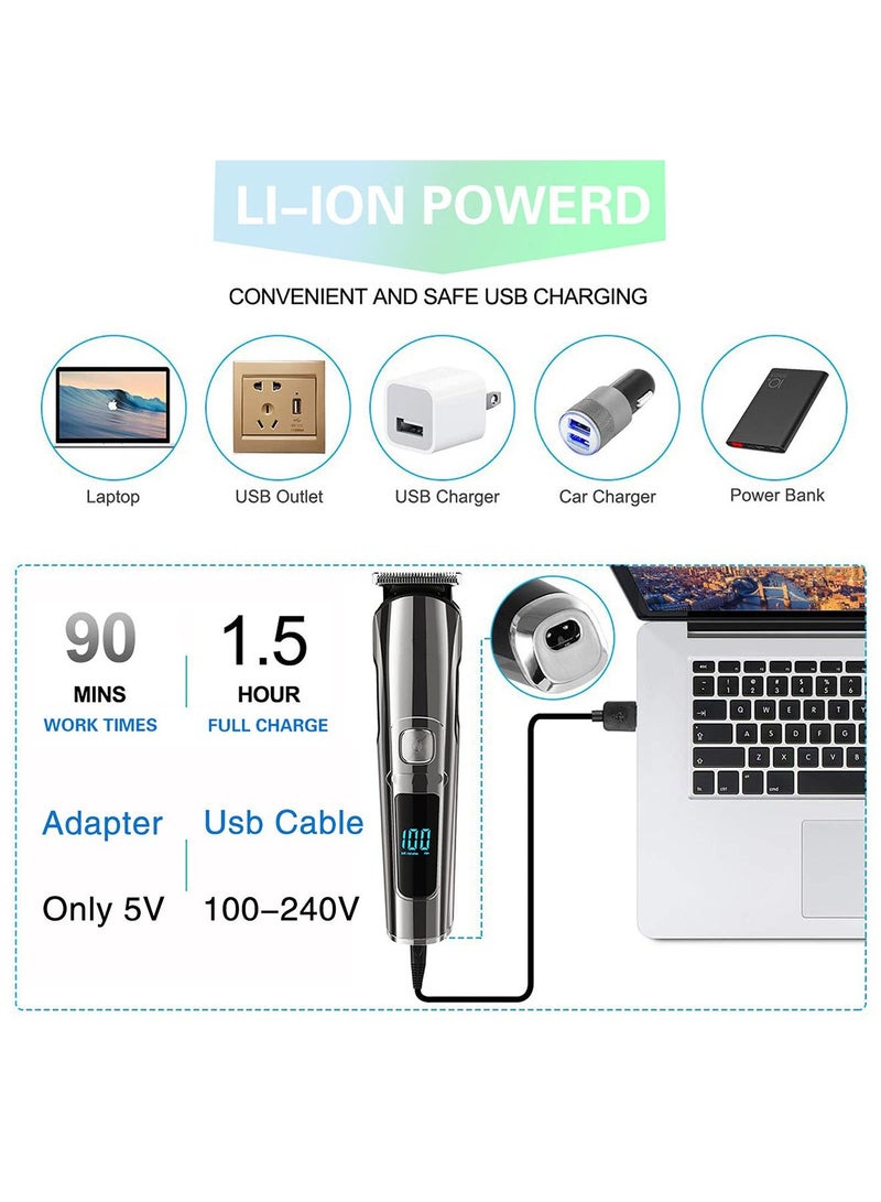 نيبمينينت Beard Trimmer for Men, Hair Clippers & Trimmer, IPX7 Waterproof Mustache Body Nose Ear Facial Shaver, Electric Razor All in 1 Kit, Gifts USB Rechargeable LED Display - Image 5