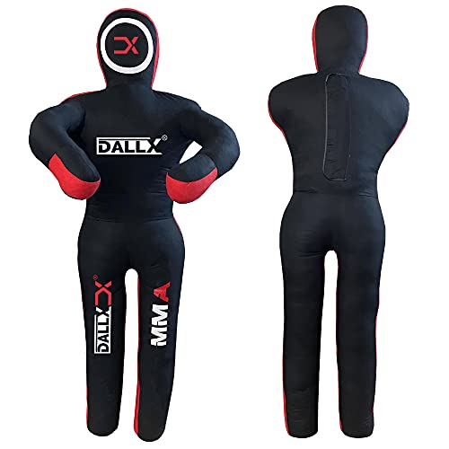 DALLX MMA Grappling Dummy BBJ Wrestling Brazilian Jiu Jitsu Punching Bag Judo Karate Throwing Boxing Fighting Dummy Self Defense Standing Position – UNFILLED (Black Red, 6FT) - Image 3