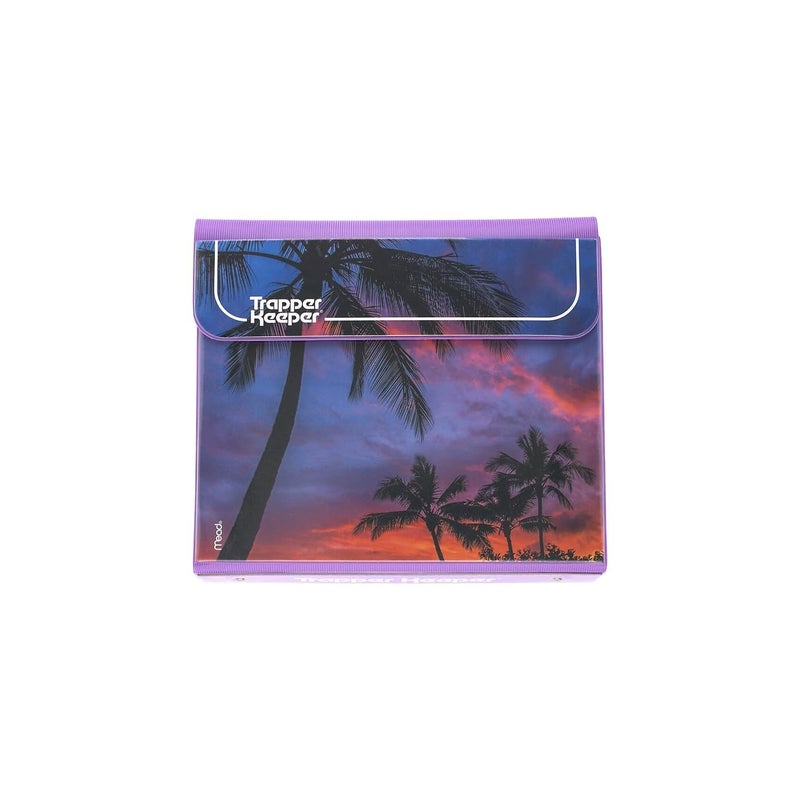 Mead Trapper Keeper Binder, Retro Design, 1 Inch Binder with Folders and Pockets, Holds 8-1/2" x 11" Paper, Palm Trees (260038FDE1-ECM) - Image 1