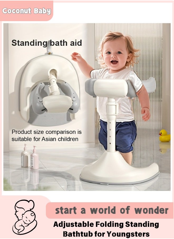 Coconut Baby Adjustable Folding Standing Bathtub for Youngsters - Anti-Slip Bathing Aid with Safety Rail, Durable Plastic,  Ideal for Home Use, Youngsters Shower Aid|Safety Rail Design|Flexible Height  - Image 1