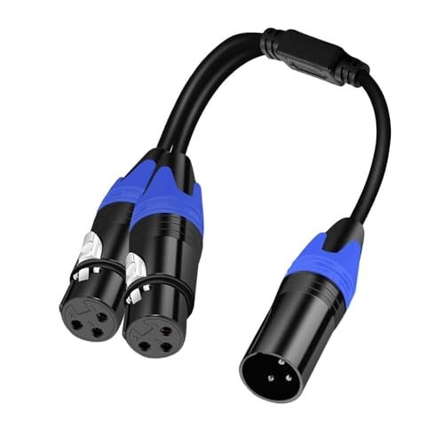 Seefeful (11.8 inches / 1 Pack) 1 Male to 2 Female XLR Y Splitter Micrphone Cable, 3pin Male to Dual XLR Female Y-Splitter Balanced Mic Audio Cables for Stereo Mic to L & R Audio Track - Image 1