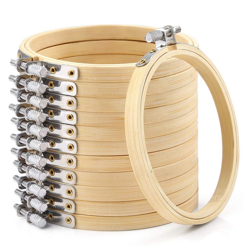 Caydo Caydo 12 Pieces 4 Inch Round Embroidery Hoop Bulk Wholesale Circle Cross Stitch Hoop Ring