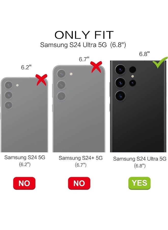 جراب لهاتف Samsung S24 Ultra، متوافق مع MagSafe، غطاء خلفي مغناطيسي شفاف غير لامع مقاوم للصدمات مع مغناطيس قوي، جراب هاتف رفيع ورفيع للحماية الكاملة لهاتف Galaxy S24 Ultra 5G (أسود) - Image 2