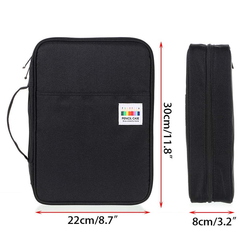 BTSKY Colored Pencil Case 220 Slots Pen Pencil Bag Organizer with Handy Wrap Portable- Multilayer Holder for Prismacolor Crayola Colored Pencils & Gel Pen(Black) - Image 5