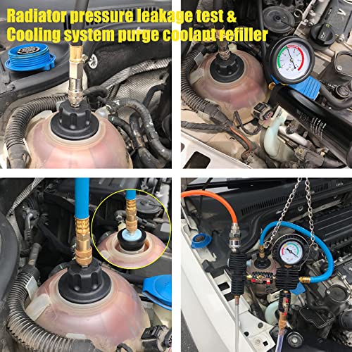 YSTOOL Radiator Pressure Tester Pneumatic Vacuum Type Purge Refill Kit Universal Automotive Cooling System Water Tank Leak Test and Coolant Fill Tool 28PCS Set with Adapters Gauge Red Case - Image 2
