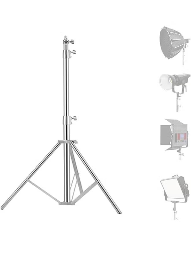 بادوم حامل إضاءة تصوير من الفولاذ المقاوم للصدأ بطول 2.8 متر مع محول عالمي من 1/4 بوصة إلى 3/8 بوصة، حامل ثلاثي القوائم للتصوير الفوتوغرافي عالي التحمل مع بطانة زنبركية، لإضاءة الفيديو LED القوية، وإضاءة الحلقة، وصندوق الضوء - Image 1