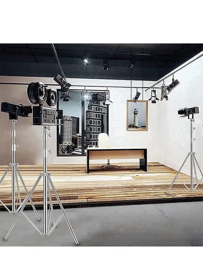 بادوم حامل إضاءة تصوير من الفولاذ المقاوم للصدأ بطول 2.8 متر مع محول عالمي من 1/4 بوصة إلى 3/8 بوصة، حامل ثلاثي القوائم للتصوير الفوتوغرافي عالي التحمل مع بطانة زنبركية، لإضاءة الفيديو LED القوية، وإضاءة الحلقة، وصندوق الضوء - Image 2