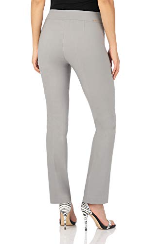 Rekucci Women's Ease Into Comfort Stretchy Straight Leg Office Pant with Tummy Control (14 Short, Silver) - Image 4