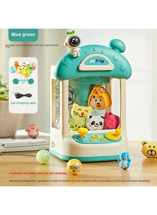 Children's Doll Catch Machine Internet Celebrity Household Large Clamp Doll Electric Coin Gashmere Game Machine Toy-Color:[Green Space] Configuration: 2 Tumbler +2 Dolls +3 Twisted Eggs (color Box) - Image 1