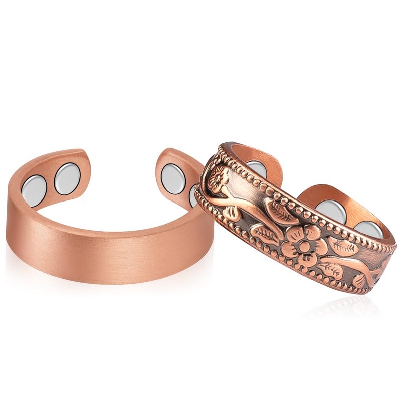 Vicmag Copper Magnetic Rings for Women 999 Copper Finger Ring Ultra Strength Magnet Gift Adjustable