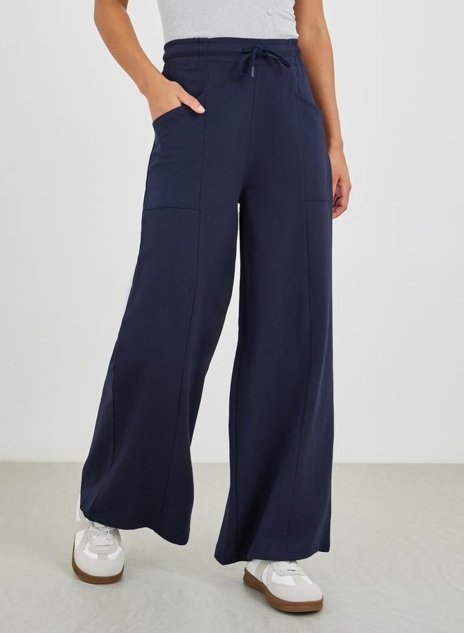 Styli Styli Solid Cut and Sew Wide Leg Joggers - Image 2