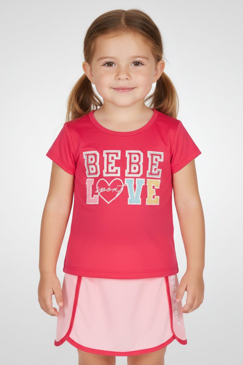 bebe Kids Girl 2 Pcs Cap Sleeve Outdoor Top And Skort Set, Multicolor - Image 1