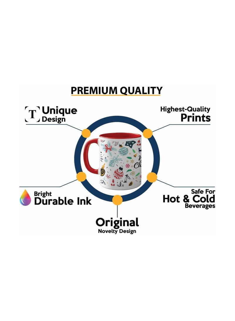 PRINTSHOP4ME Christmas Red Two-Tone Ceramic Mug–11Oz Festive Coffee Cup With Red Handle Holiday Themed Mug For Morning,Office Parties And Winter Celebrations - Image 3