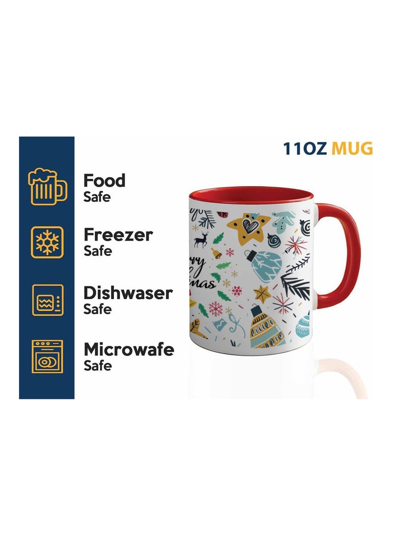 PRINTSHOP4ME Christmas Red Two-Tone Ceramic Mug–11Oz Festive Coffee Cup With Red Handle Holiday Themed Mug For Morning,Office Parties And Winter Celebrations - Image 4