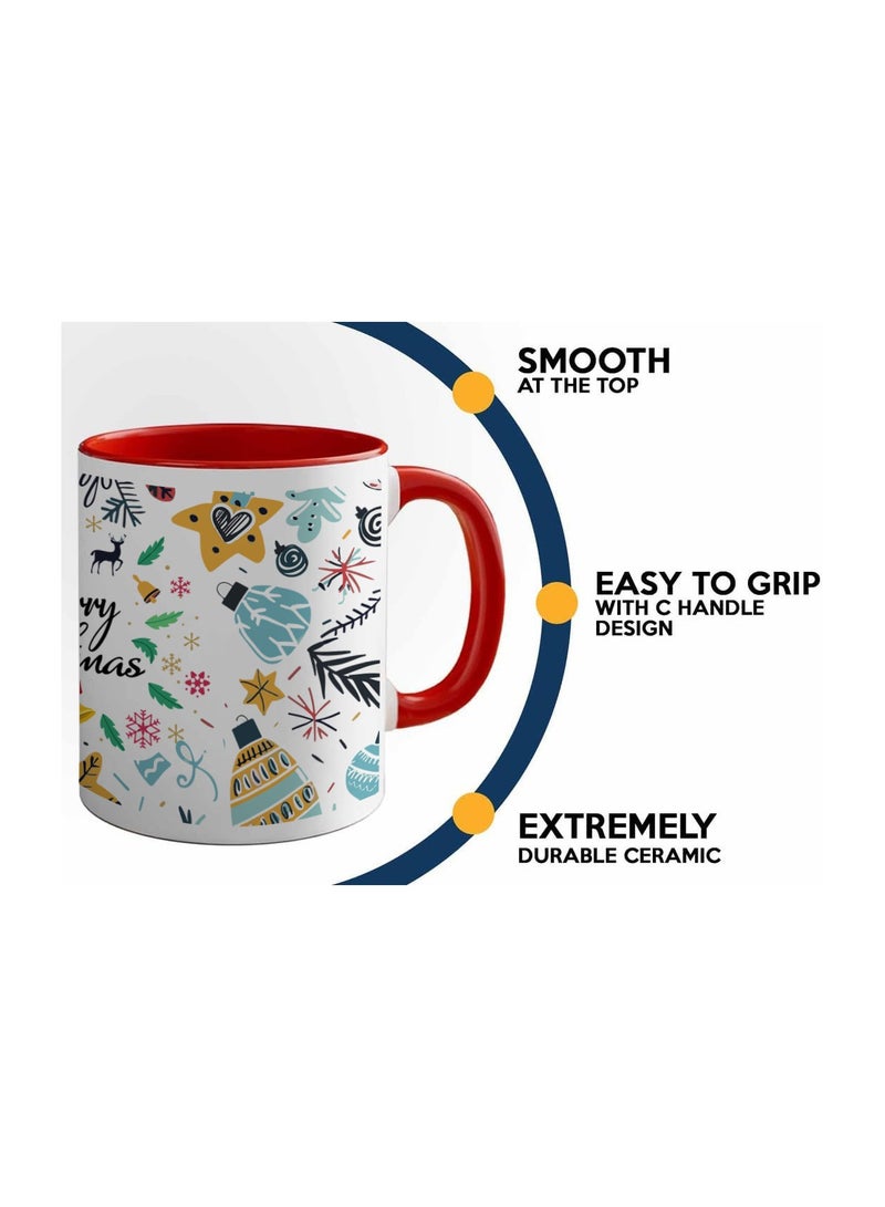 PRINTSHOP4ME Christmas Red Two-Tone Ceramic Mug–11Oz Festive Coffee Cup With Red Handle Holiday Themed Mug For Morning,Office Parties And Winter Celebrations - Image 5