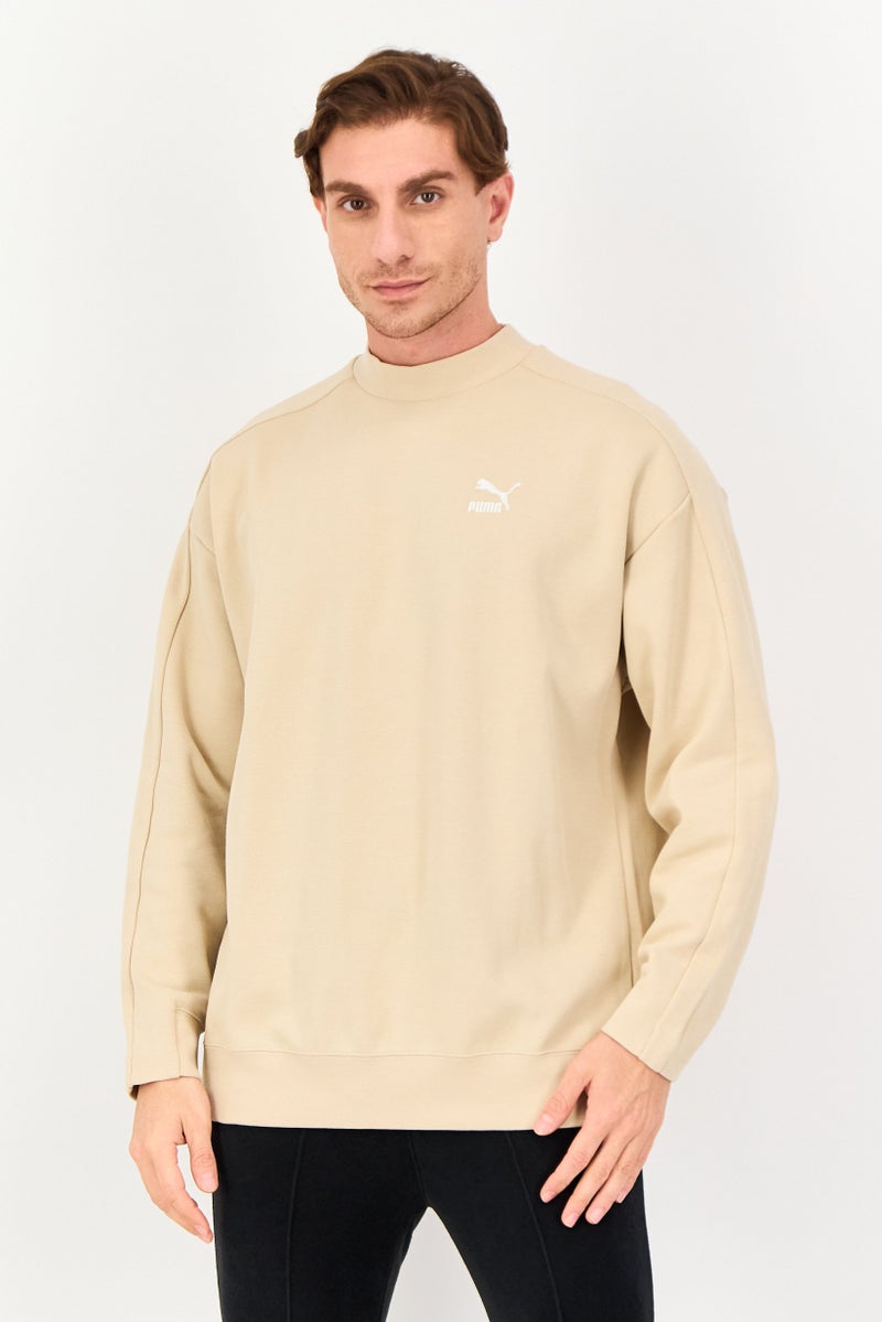 PUMA Men Sportswear Fit Long Sleeve Outdoor Sweatshirt, Beige - Image 1