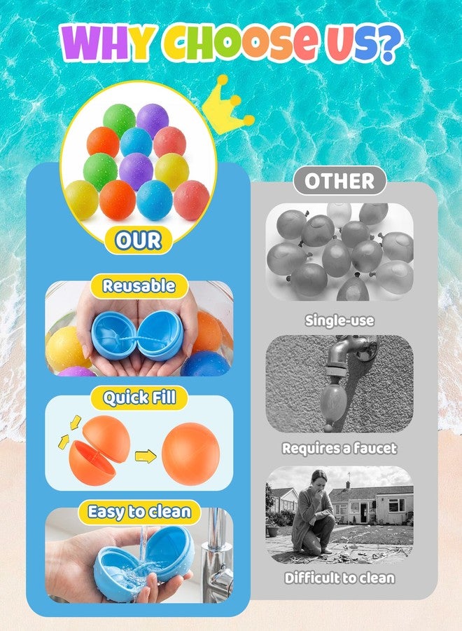 Cozycharm Reusable Water Balloons 12 Pcs, Quick-Fill Summer Water Toys for Pool Parties & Outdoor Beach Backyard Games, Durable Splash Balls for Kids - Image 2