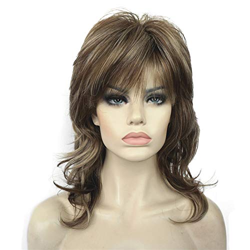 Aimole Shaggy Layered Wig Shoulder Length Womens Wig with Hair Bangs Premium Synthetic Hair Wig for Women AB607