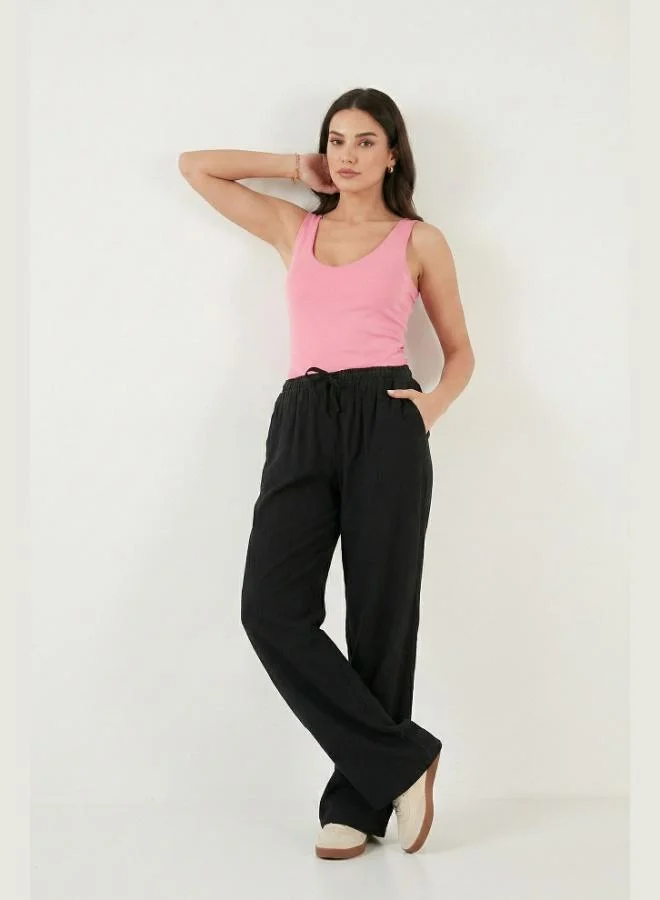 Lela Lela Wide Leg High Waist Wide Leg Trousers Women's Pants 668YP5424